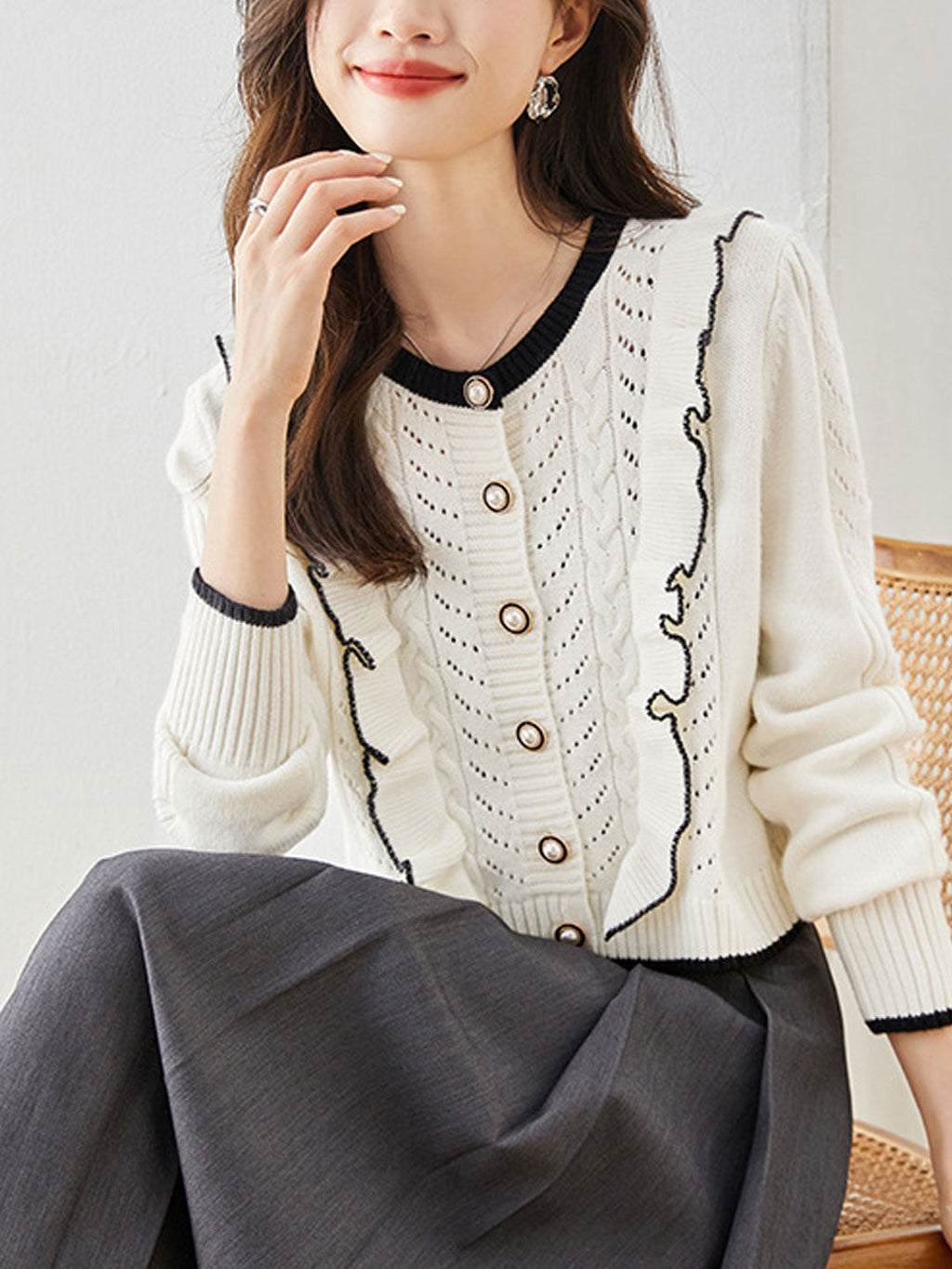 A Vintage Style Cardigan with Delicate Timeless Details