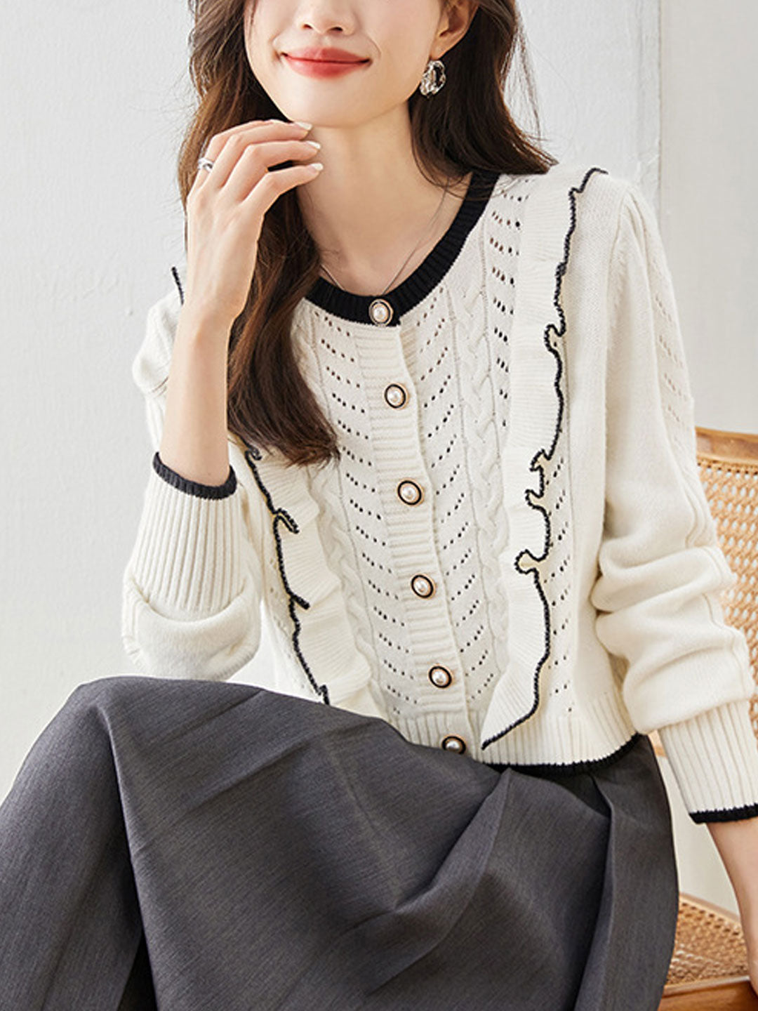 A Vintage Style Cardigan with Delicate Timeless Details