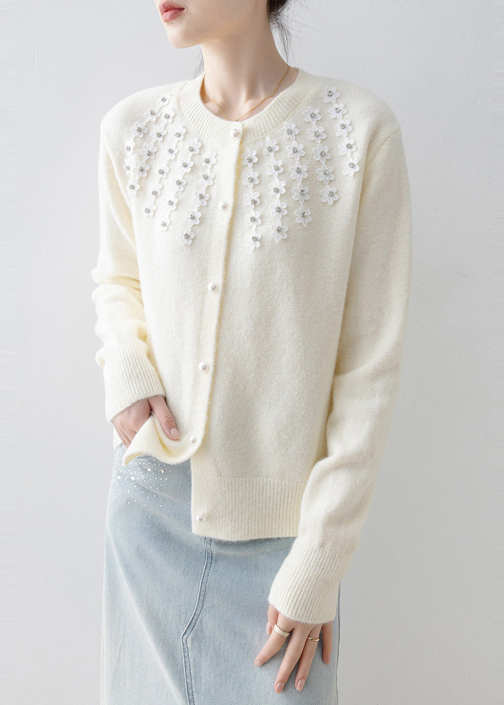 A Vintage Style Cardigan with Delicate Timeless Details