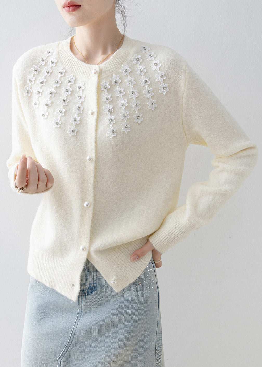 A Vintage Style Cardigan with Delicate Timeless Details