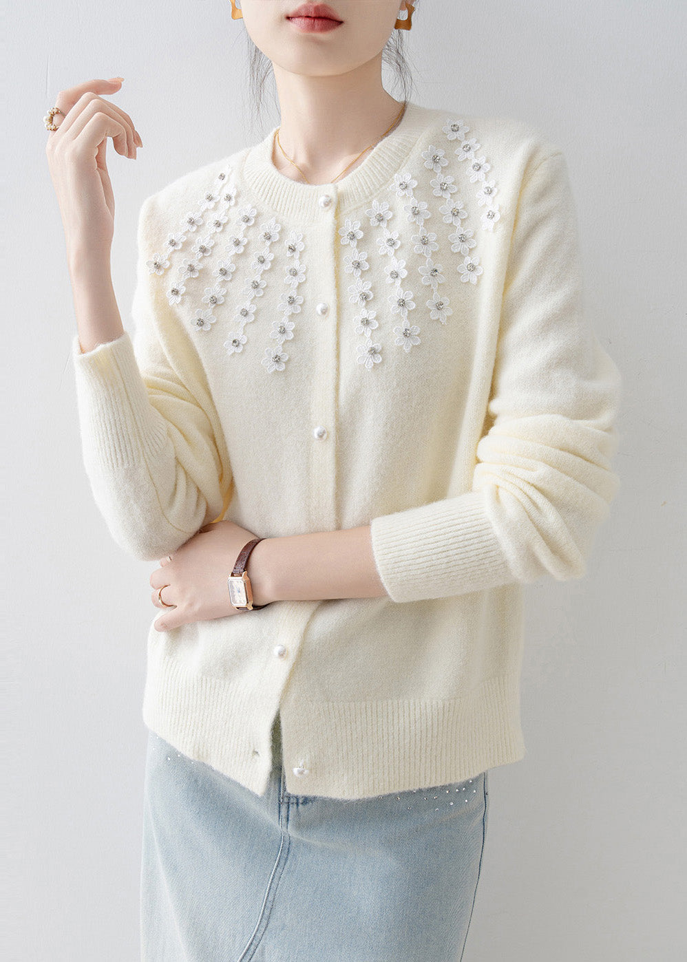 A Vintage Style Cardigan with Delicate Timeless Details