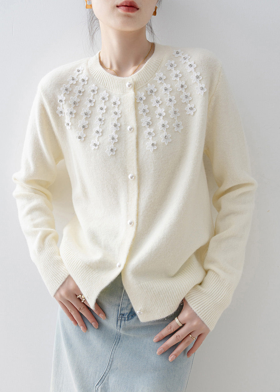 A Vintage Style Cardigan with Delicate Timeless Details