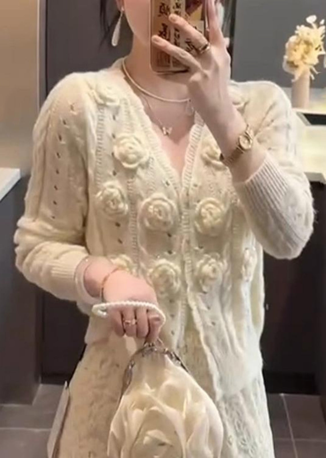 A Vintage Style Cardigan with Delicate Timeless Details