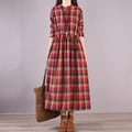 Plus size Red Zip up Striped Vacation Dresses