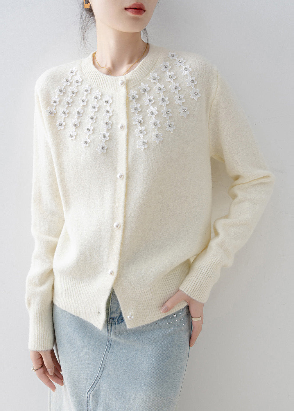 A Vintage Style Cardigan with Delicate Timeless Details
